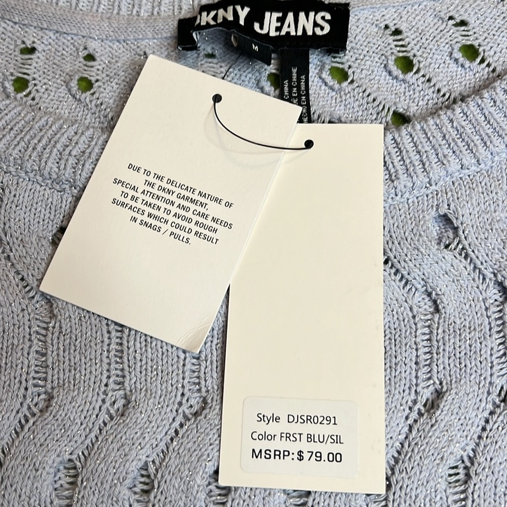 DKNY Jeans Blue Gray Sweater - NWT - Retails $79 - Picture 6 of 7